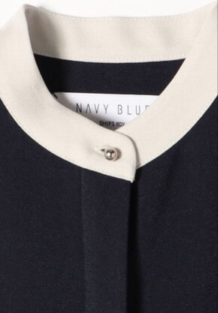 SHIPS any ダブルクロス Aライン シャツワンピース　ネイビー