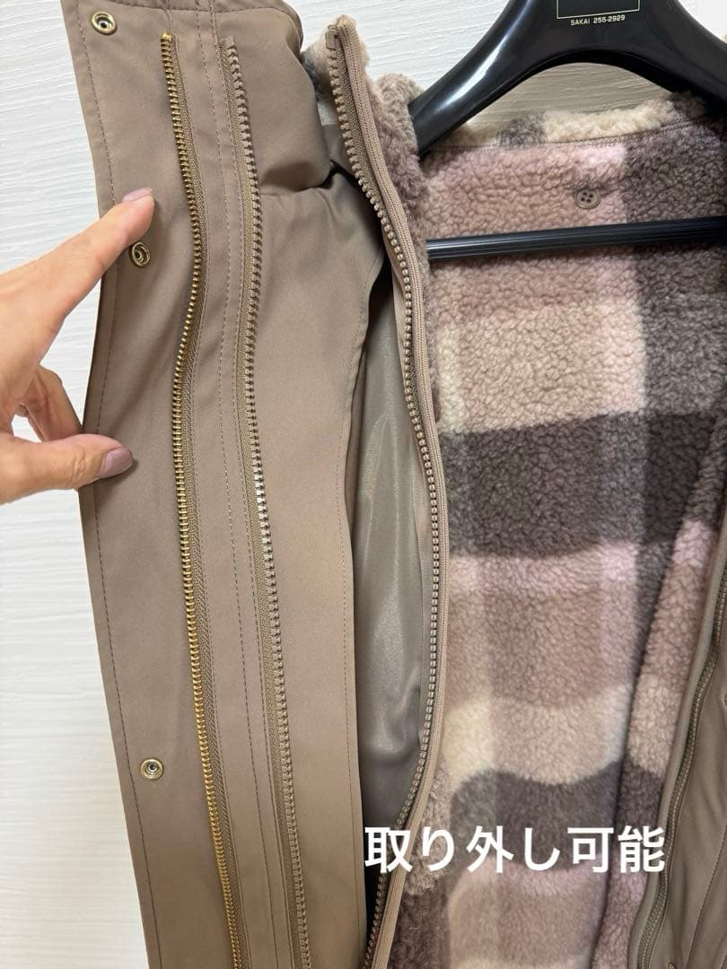 ベージュ 取り外し可能なボア裏地 モッズコート ブルーレーベル♡防寒着