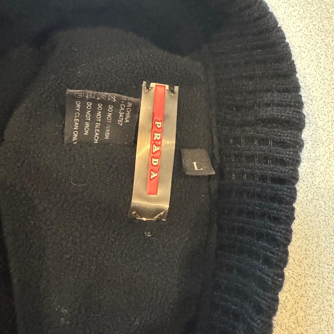 PRADA ブラック ニット帽 ビーニー　L