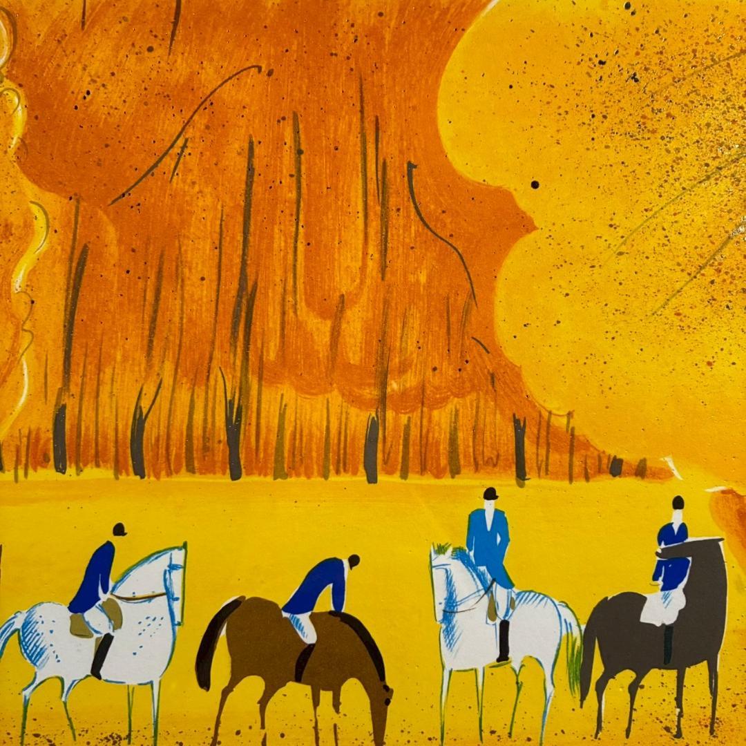 美品 セルジュ・ラシス「秋の遠乗り」リトグラフ 直筆サイン入り