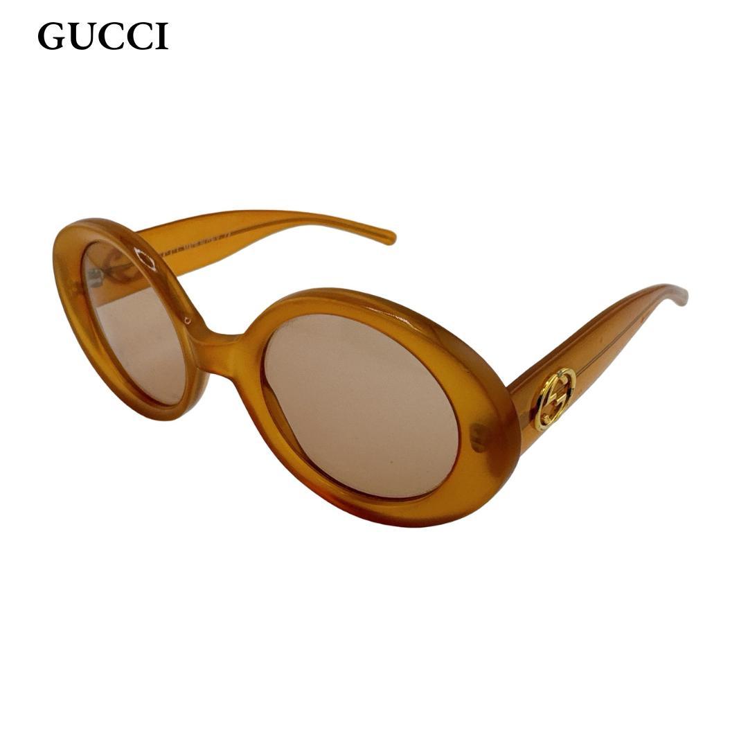 グッチ 度なし サングラス サイドロゴ GGロゴ オレンジ ゴールド レディース