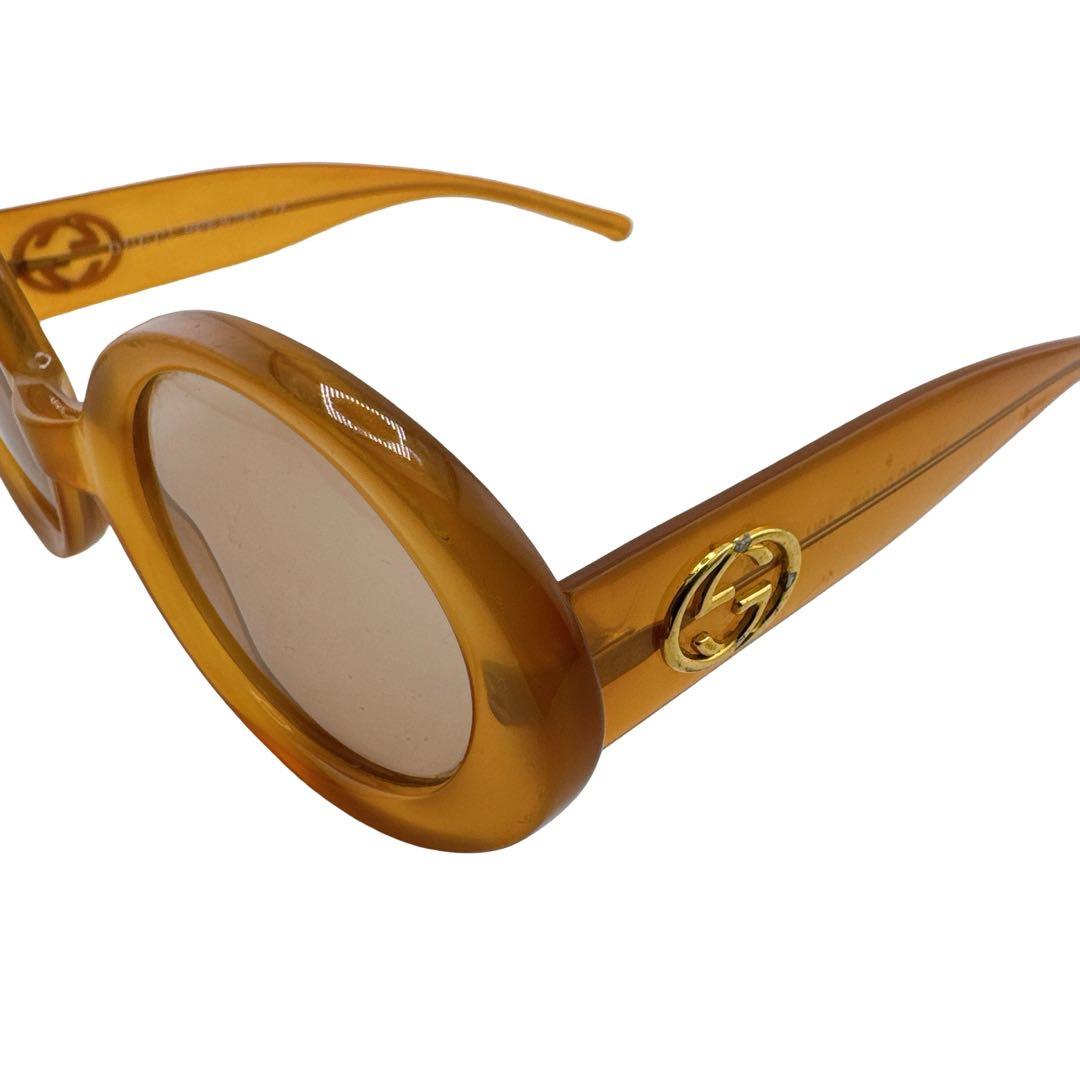 グッチ 度なし サングラス サイドロゴ GGロゴ オレンジ ゴールド レディース