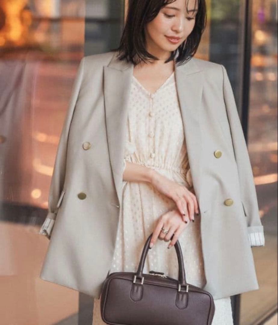 極美品　NOBLE 23SS 麻　ダブルブレスト　ジャケット　金ボタン