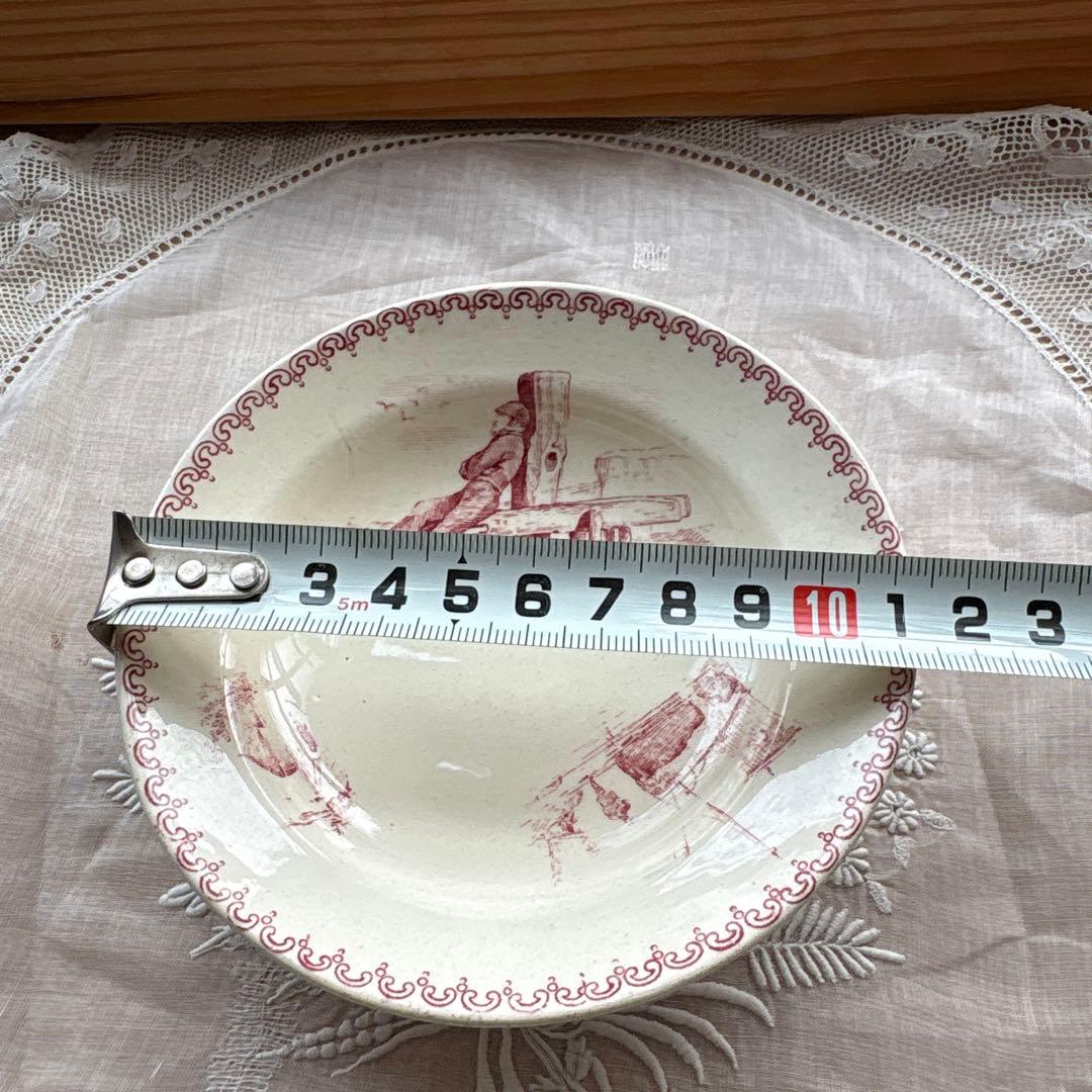 フランス アンティーク サルグミンヌ　ディネット陶器スーピエール、お皿2点セット