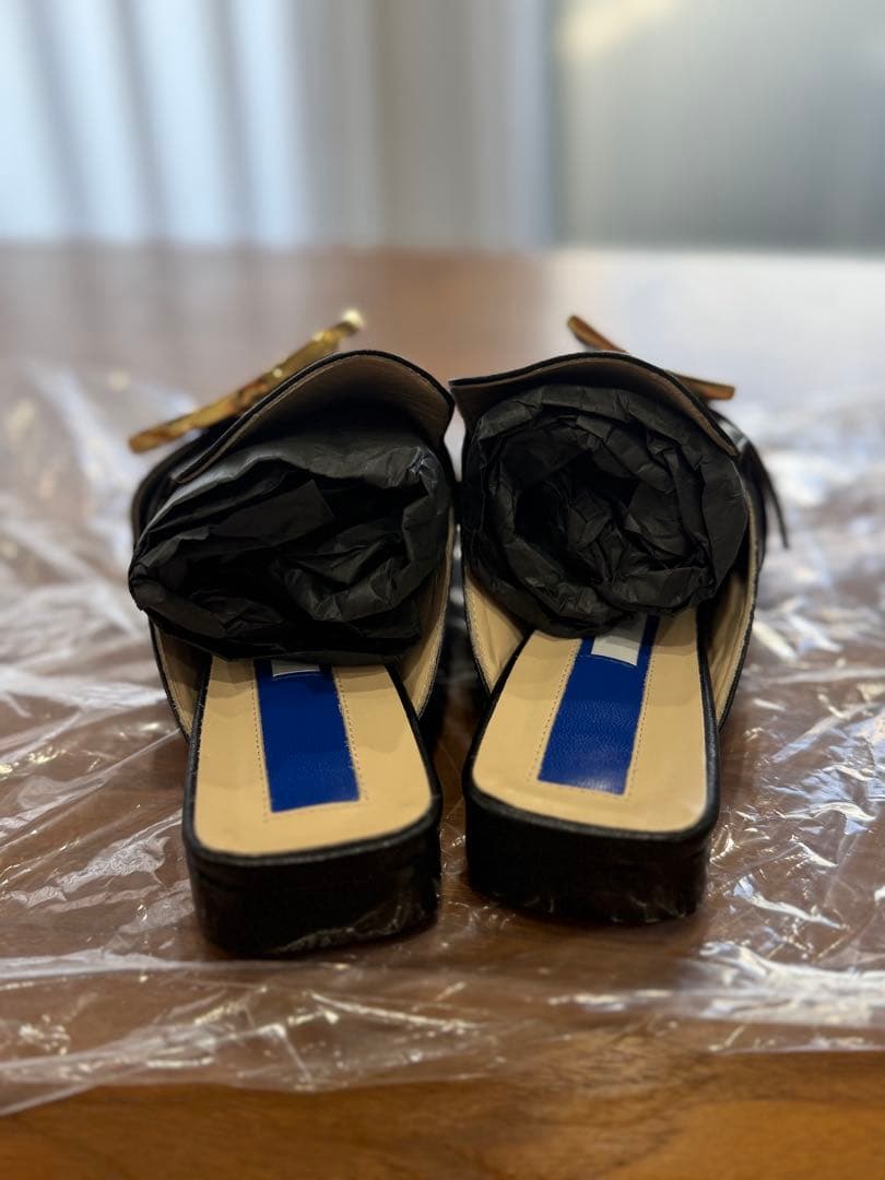 【値下げしました】UN3D. 23.0〜23.5cm ブラックレザー ミュール