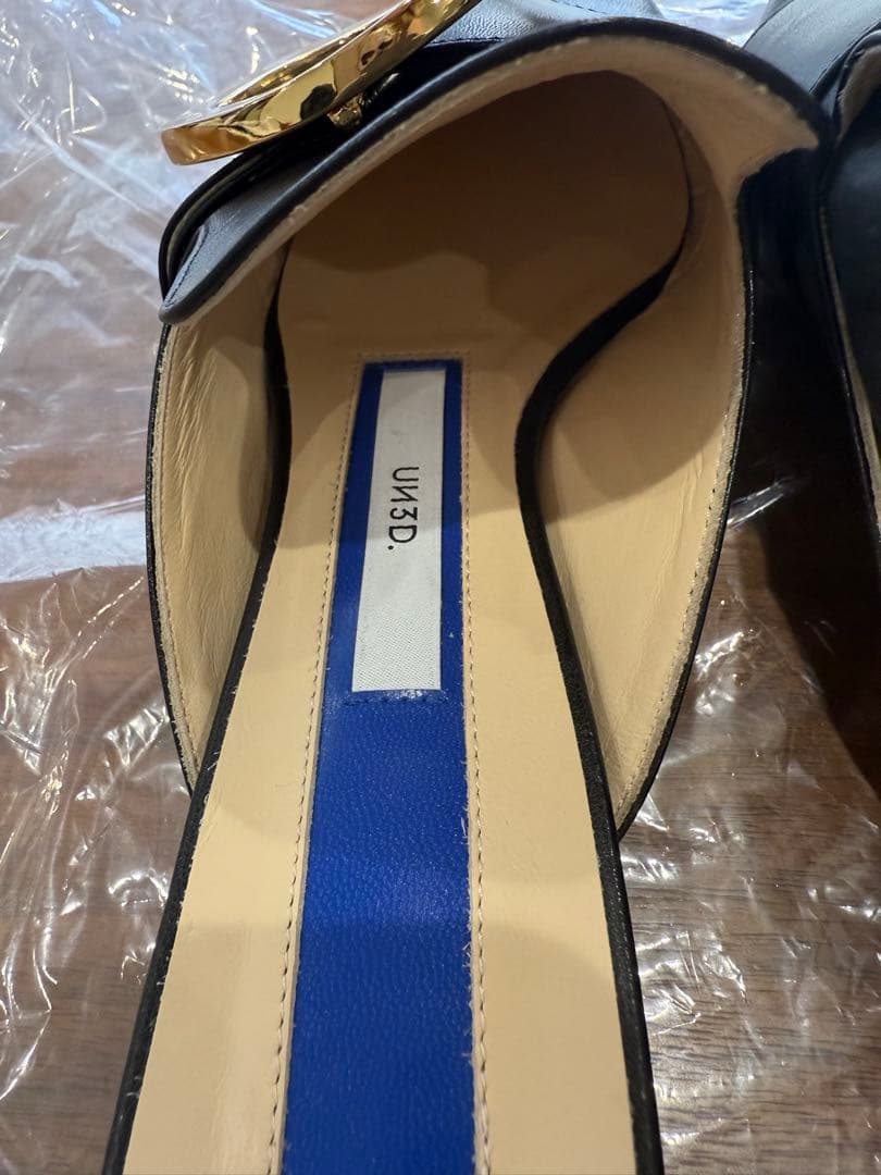 【値下げしました】UN3D. 23.0〜23.5cm ブラックレザー ミュール