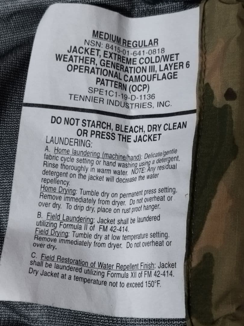 (4975)米軍実物ECWCS.GENⅢレイヤー6ゴアテックスOCPジャケット
