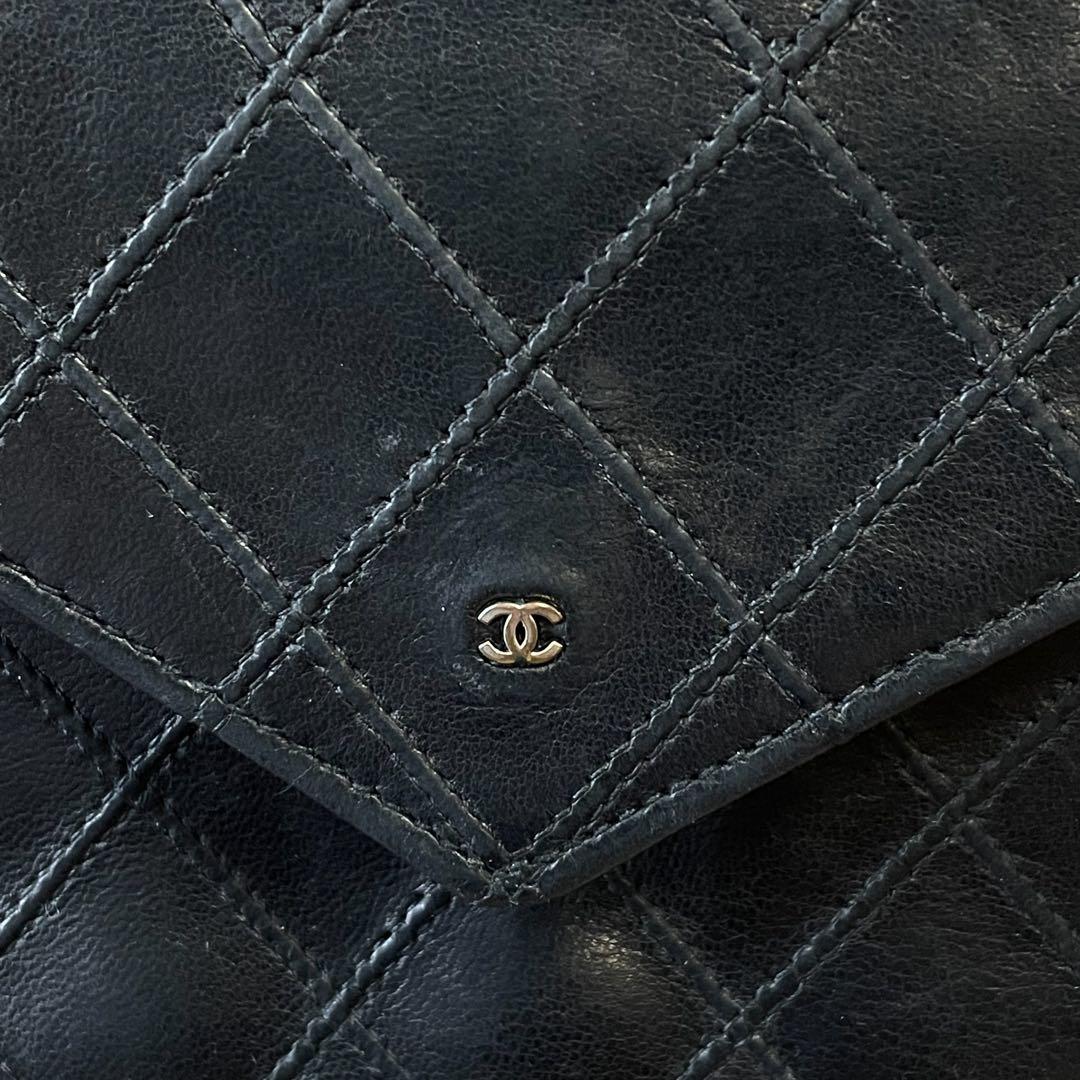 シャネル マトラッセ ラムスキン ビコローレ カード  ケース 財布