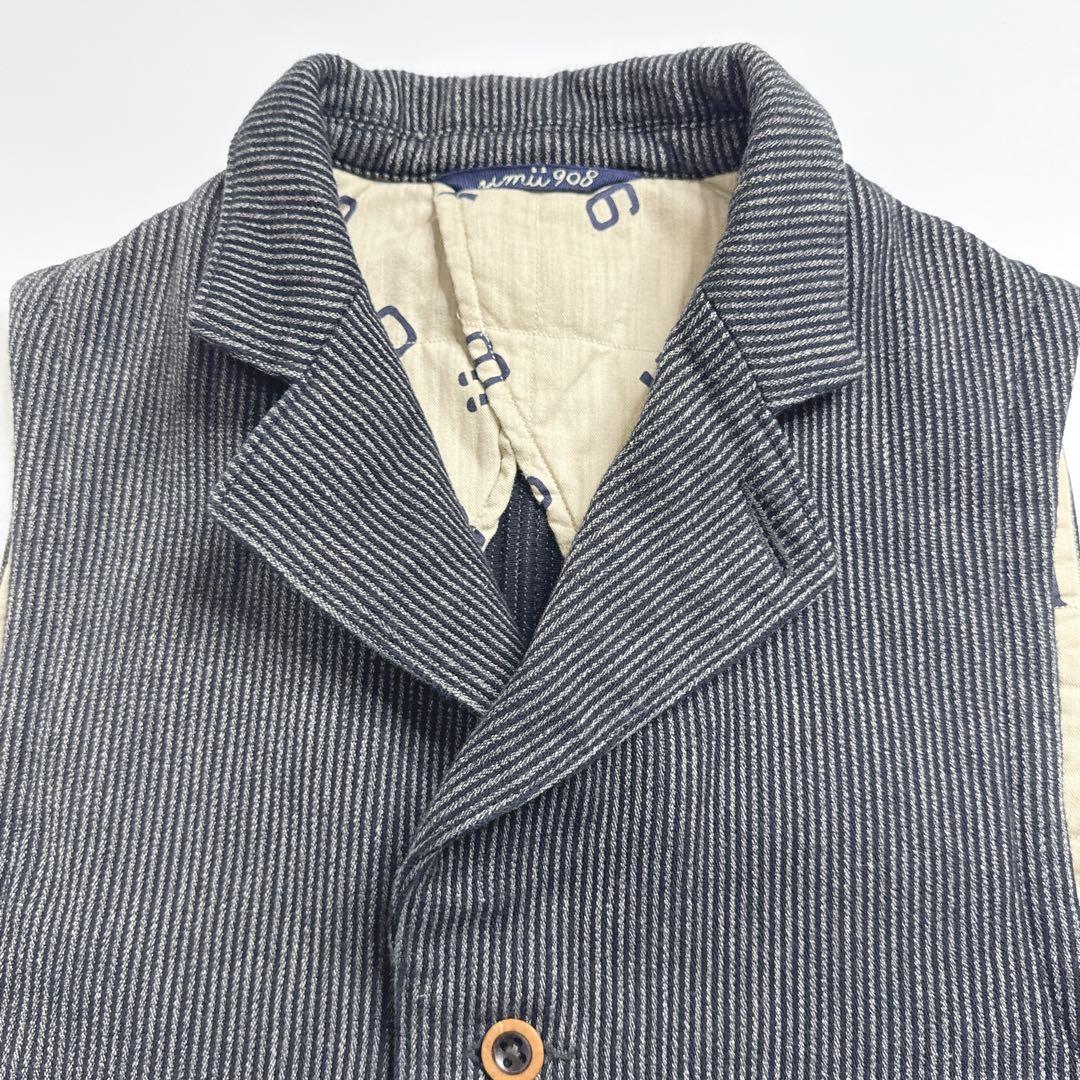 【美品】45rpm umii908 中綿ストライプベスト　ジレ　サイズ2