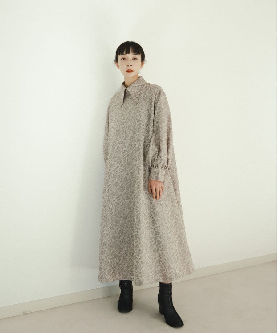 foufou ジャカードボタンダウンワンピース