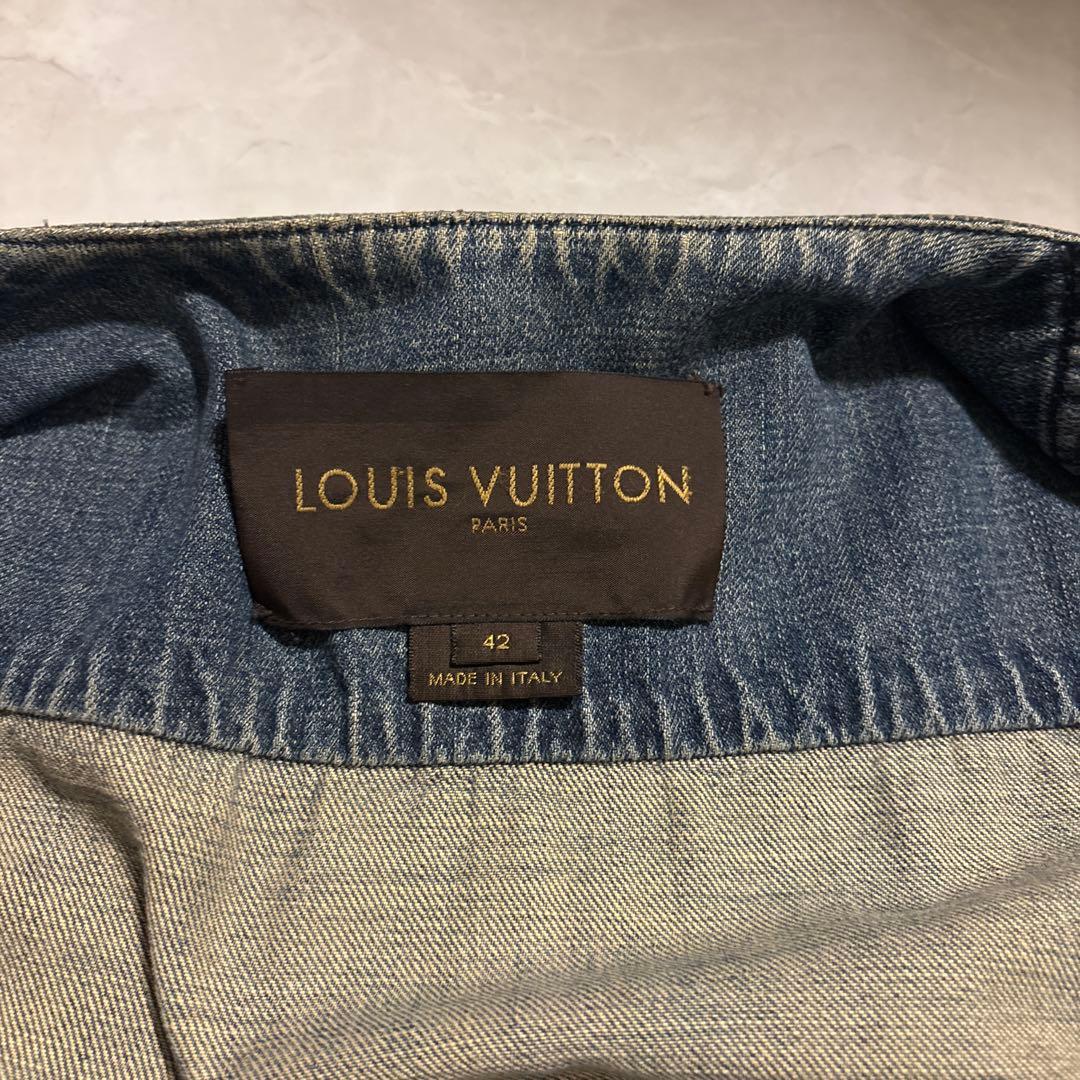 最終お値下げ！ルイヴィトンノーカラーデニムジャケット　モノグラム