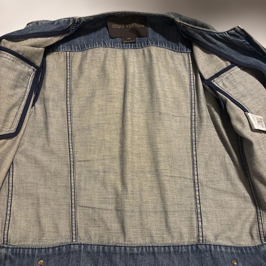 最終お値下げ！ルイヴィトンノーカラーデニムジャケット　モノグラム