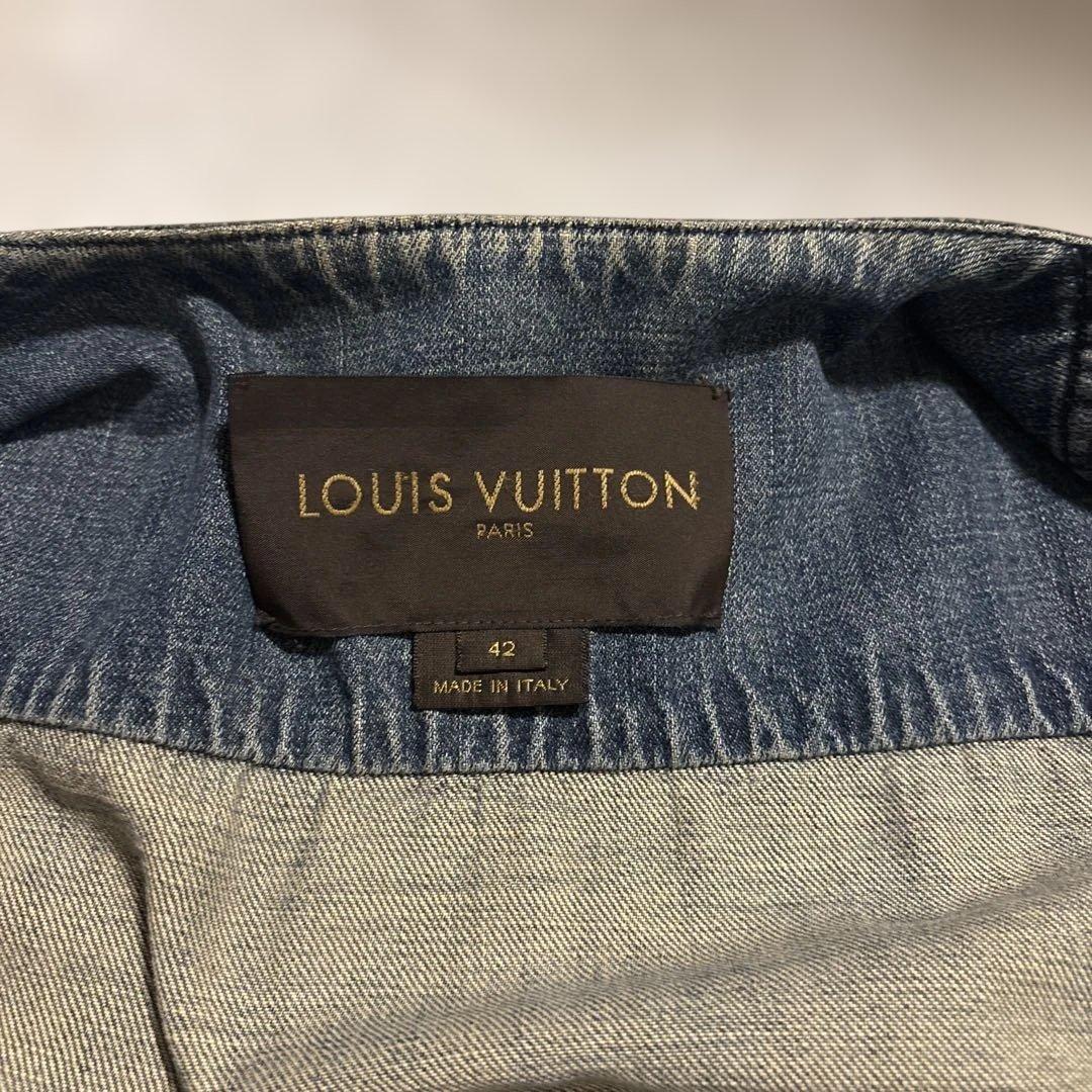 最終お値下げ！ルイヴィトンノーカラーデニムジャケット　モノグラム