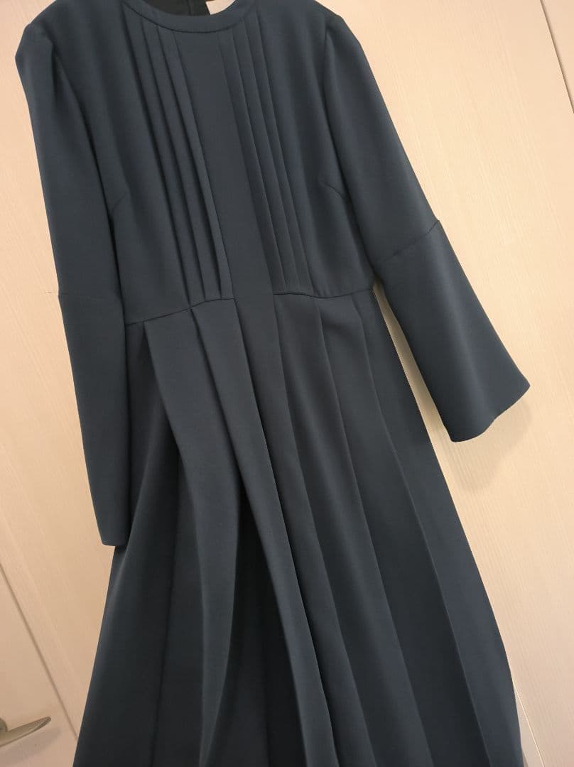 セルフォード CELFORD バッグサテンプリーツワンピース ネイビー M