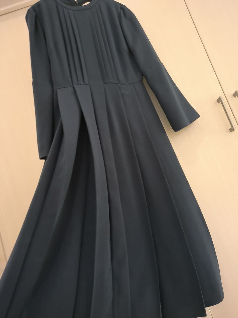 セルフォード CELFORD バッグサテンプリーツワンピース ネイビー M