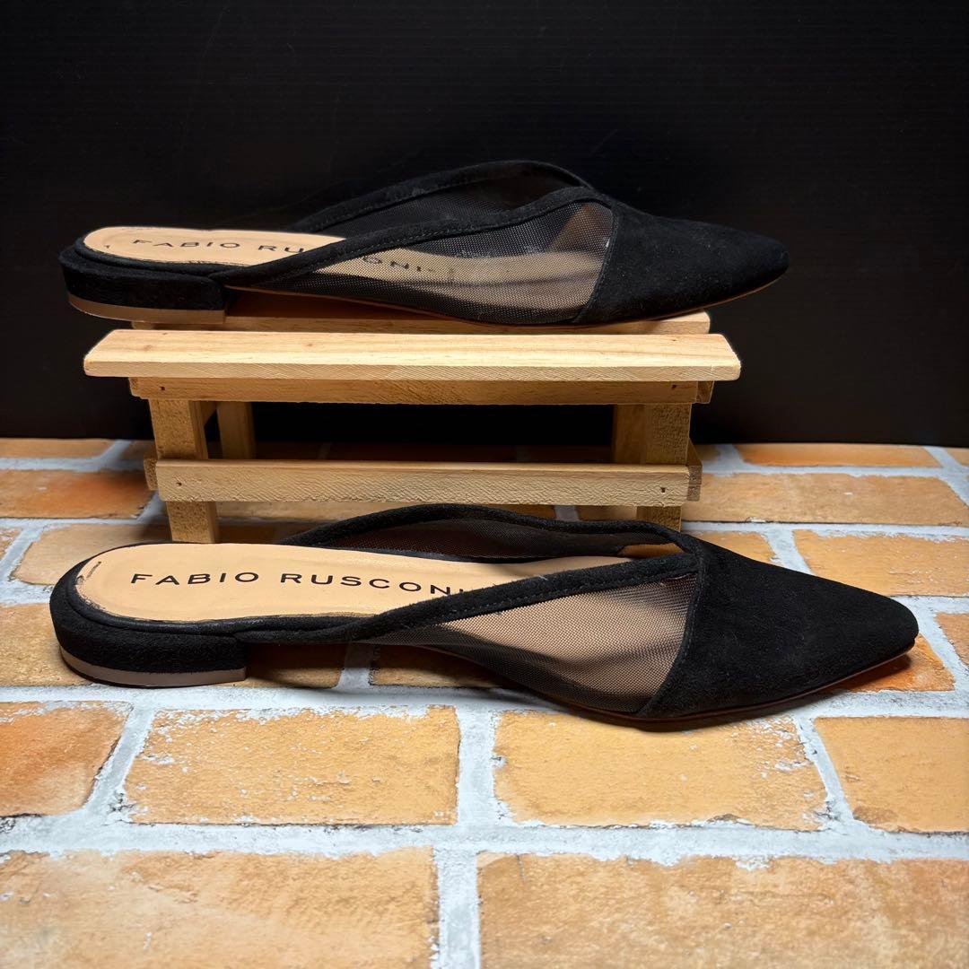 ファビオルスコーニ　ミュール　フラットシューズ　メッシュ　３８　ブラック