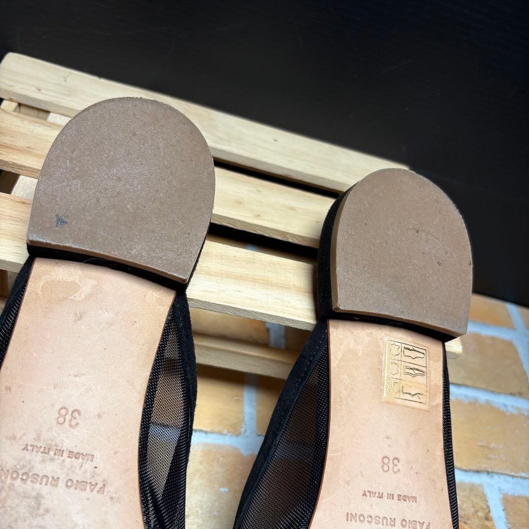 ファビオルスコーニ　ミュール　フラットシューズ　メッシュ　３８　ブラック