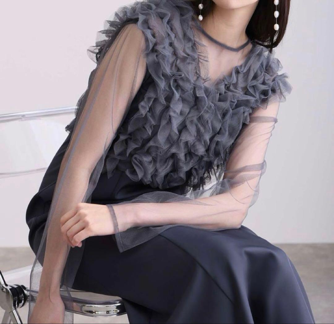 et.UNiVER パーティードレス　フリル　3点セット ブルー M 新品タグ付