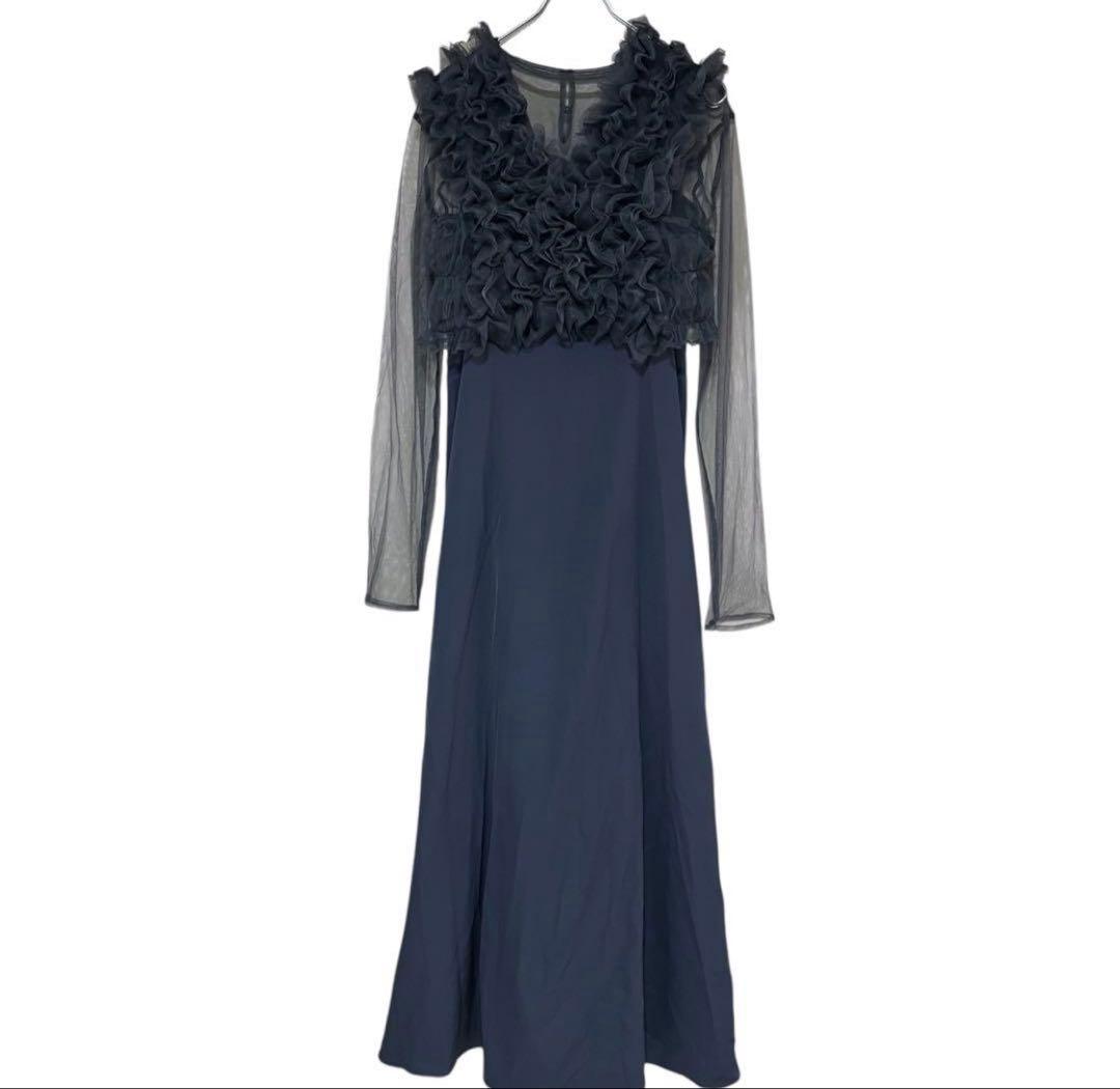 et.UNiVER パーティードレス　フリル　3点セット ブルー M 新品タグ付