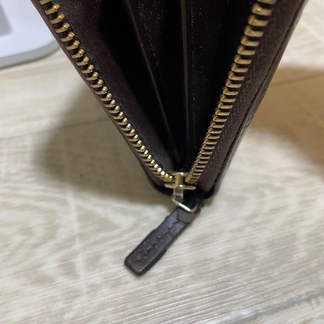 【極美品】GUCCI ダークブラウン ラウンドファスナー長財布
