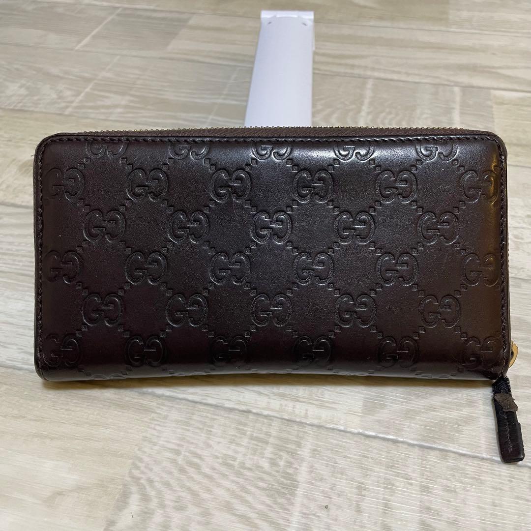 【極美品】GUCCI ダークブラウン ラウンドファスナー長財布