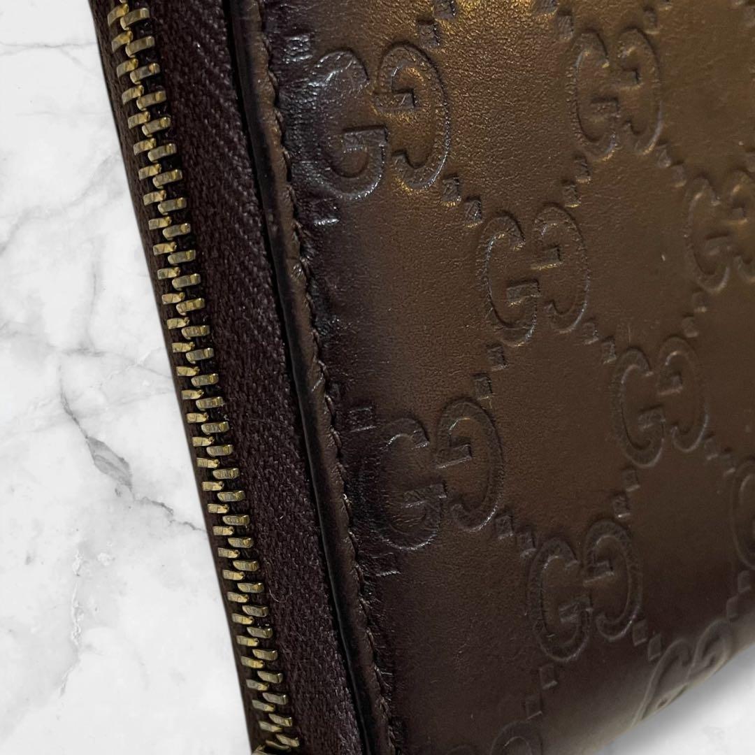 【極美品】GUCCI ダークブラウン ラウンドファスナー長財布
