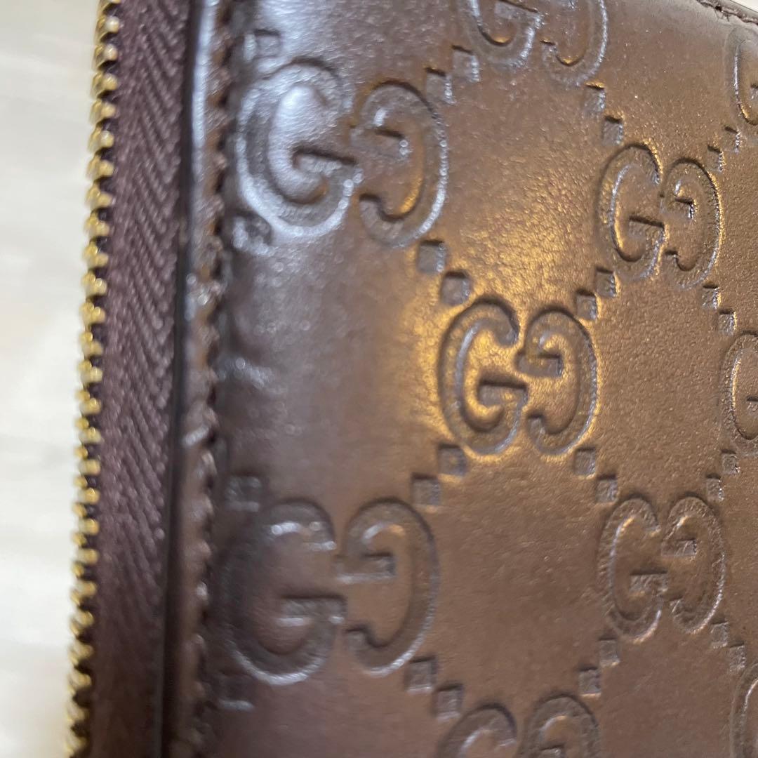 【極美品】GUCCI ダークブラウン ラウンドファスナー長財布