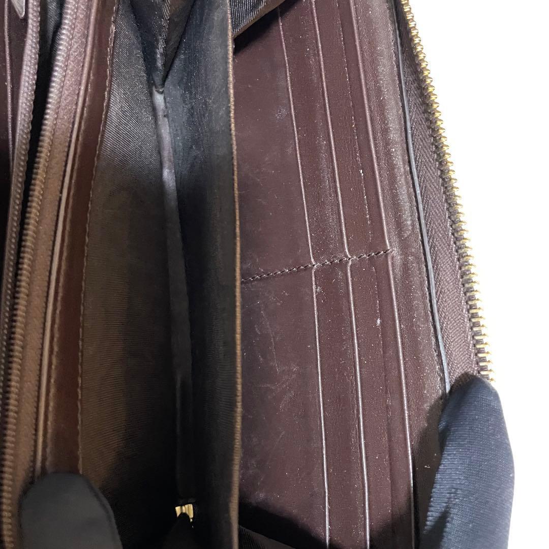 【極美品】GUCCI ダークブラウン ラウンドファスナー長財布