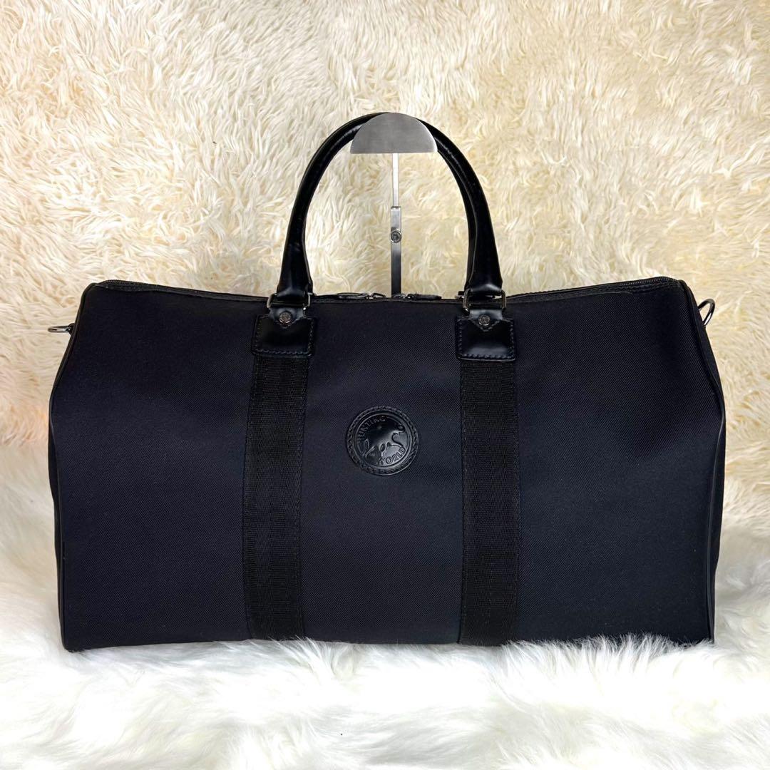 綺麗✨ハンティングワールド ボストンバッグ レザーロゴ 希少