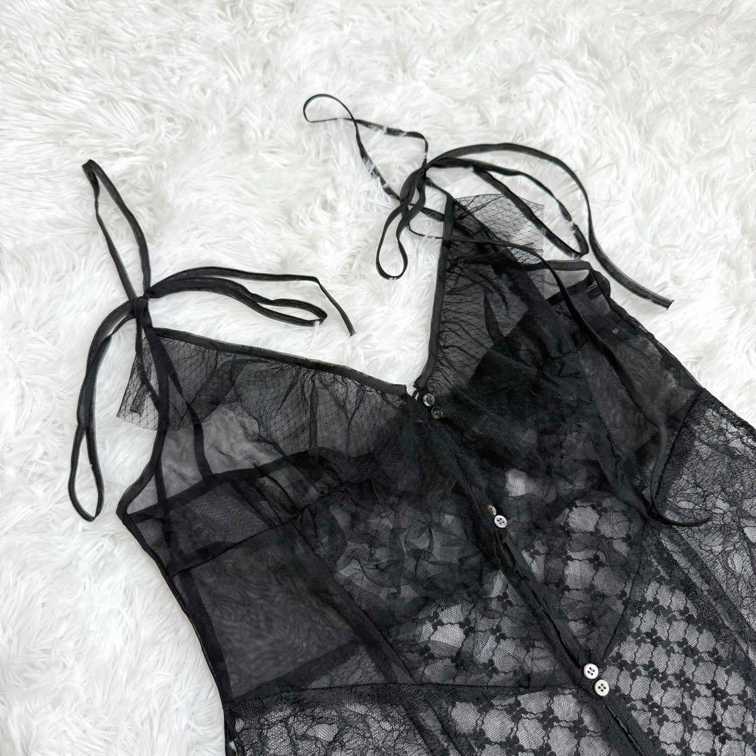 メゾンスペシャル ドッキングレースチュールフリルマキシドレス ブラック