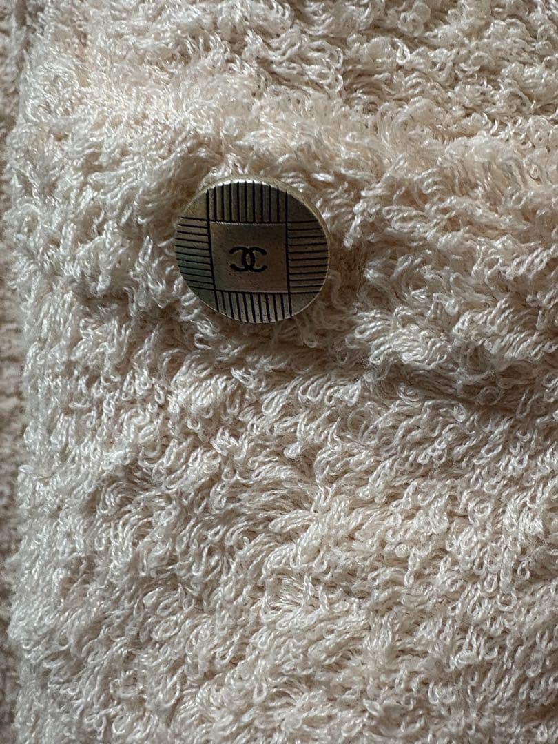 CHANEL 98P ヴィンテージ ピンク シルクパイル地 ノーカラージャケット