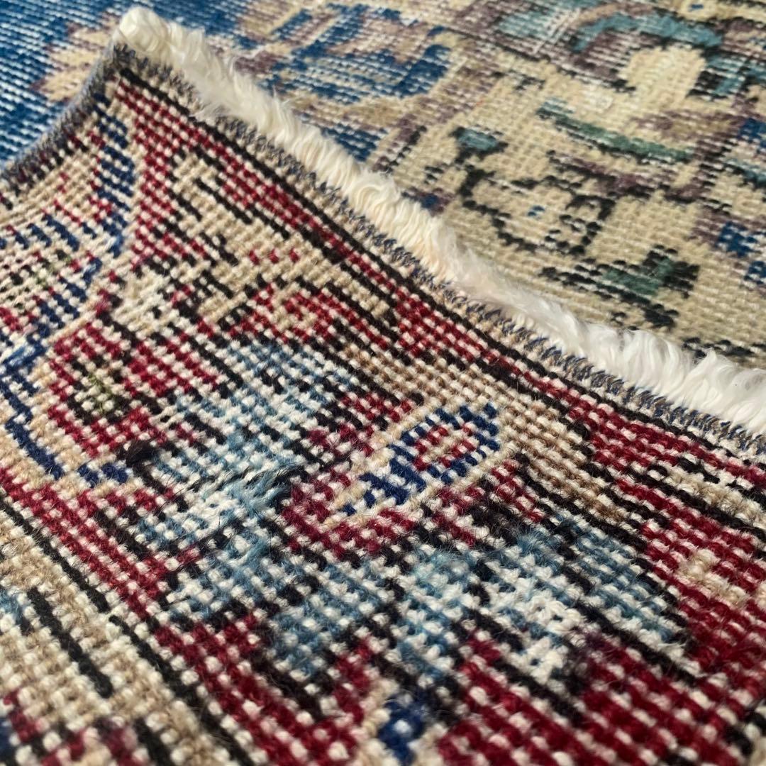 トルコヴィンテージラグ　ロングランナー　220×72.5 ネイビーブルー