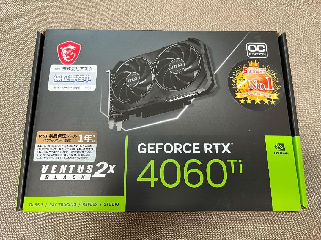 グラフィックボード・グラボ・ビデオカード MSI GeForce RTX 4060 Ti VENTUS 2X 8GB