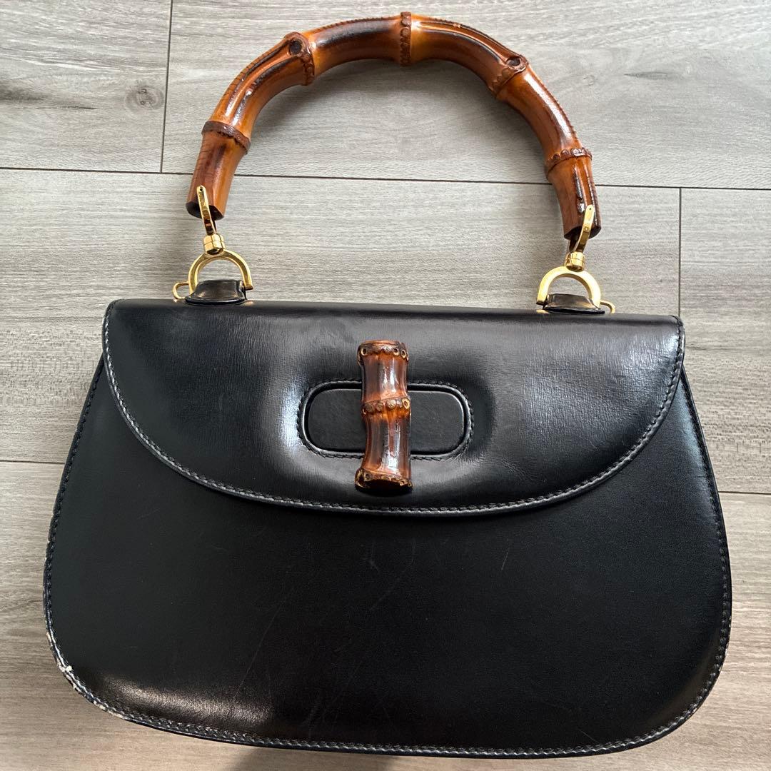 GUCCIバンブーハンドル レザー ハンドバッグ