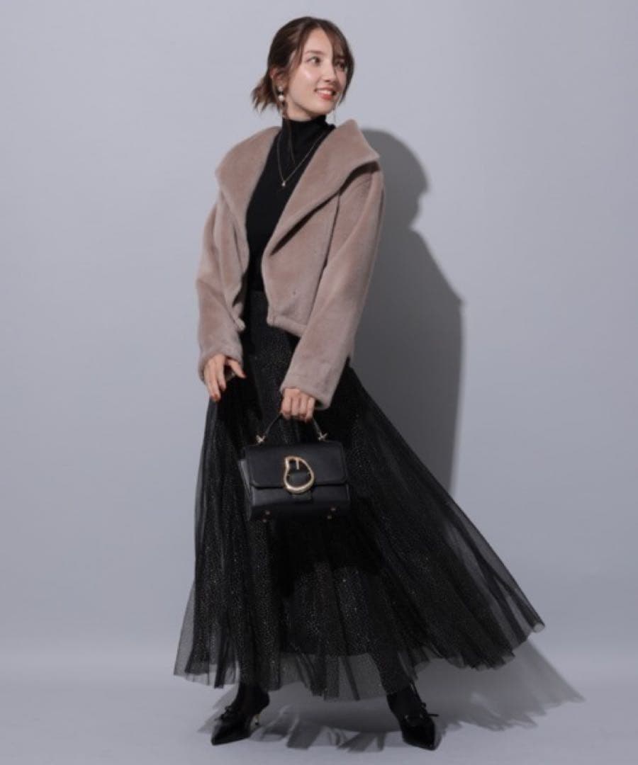 アプワイザーリッシェ　箔ラメチュールスカートニットセット