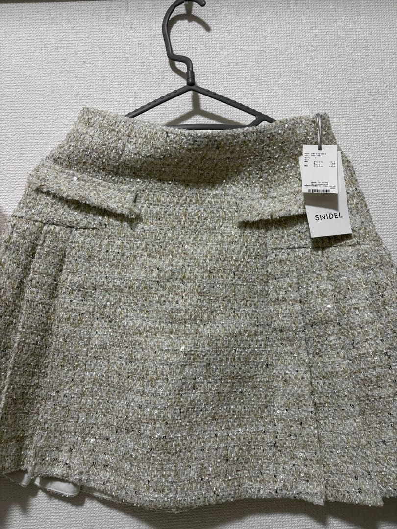 サイドプリーツツイードミニスカート
