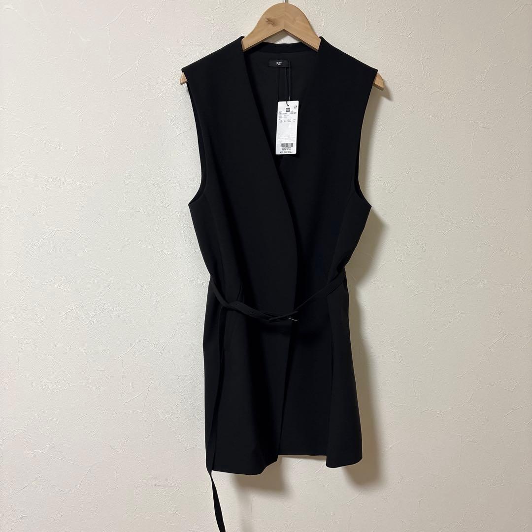 プラステ　ストレッチツイルベルテッドジレ　ブラック　S