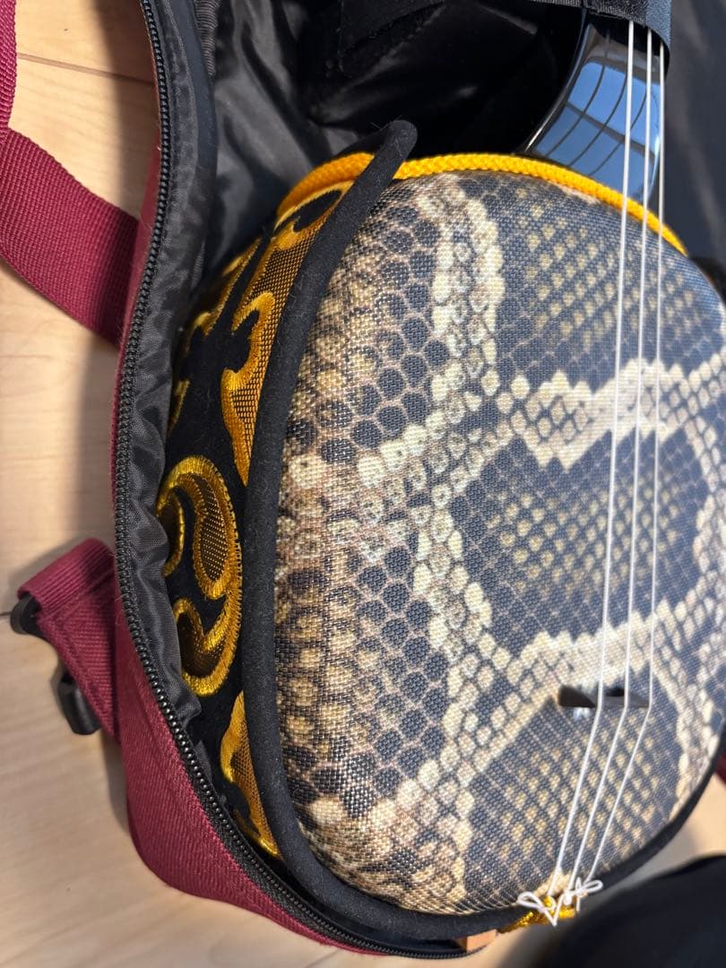 ヘビ柄 三線 本体 教本付き