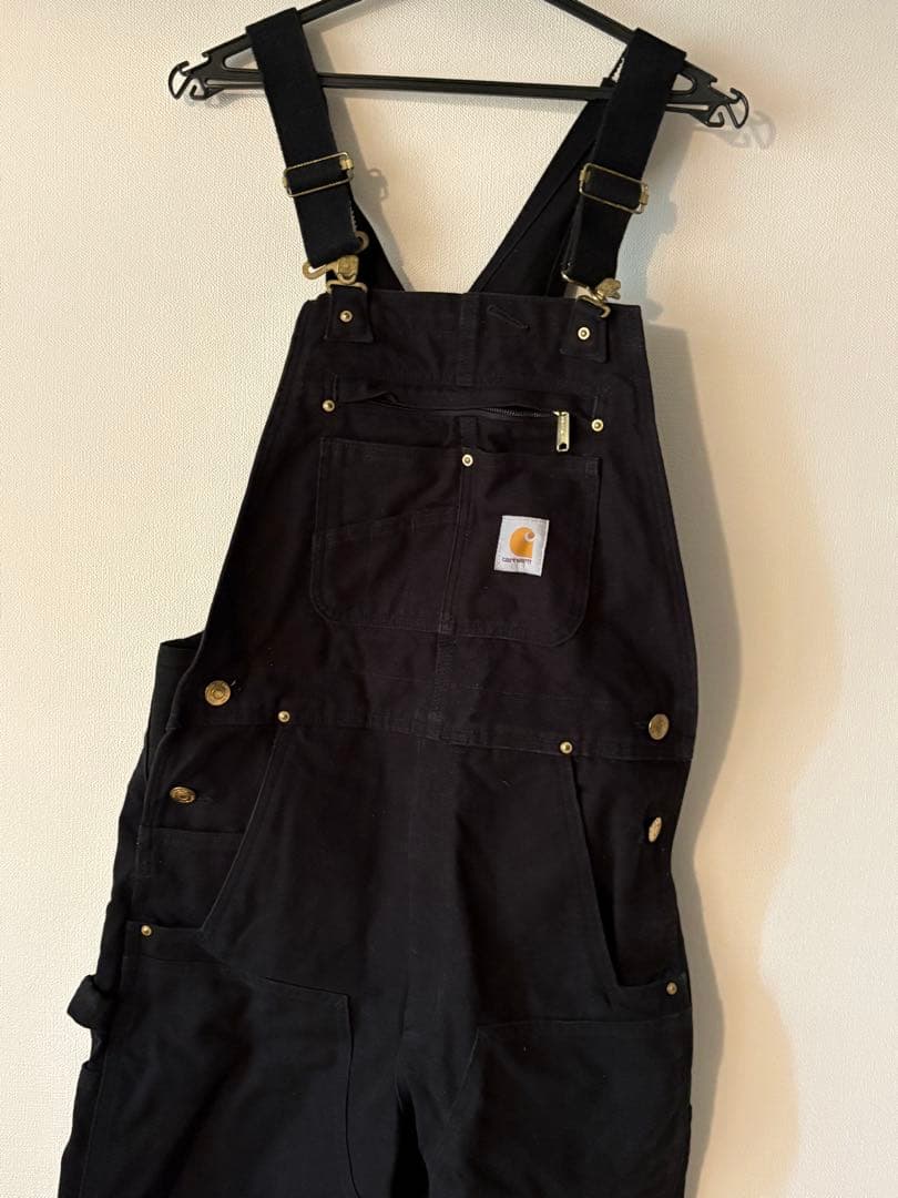 黒 コットン オーバーオール