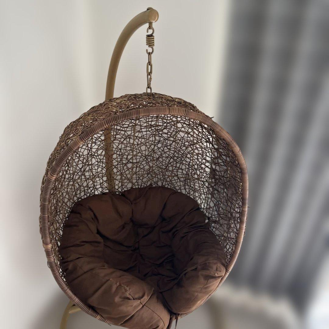 高知　ハンギングチェア ブラウン クッション付き