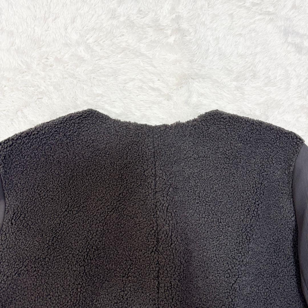 ★SALE★【自由区】24AWボアコンビ アウターノーカラージャケット40グレー