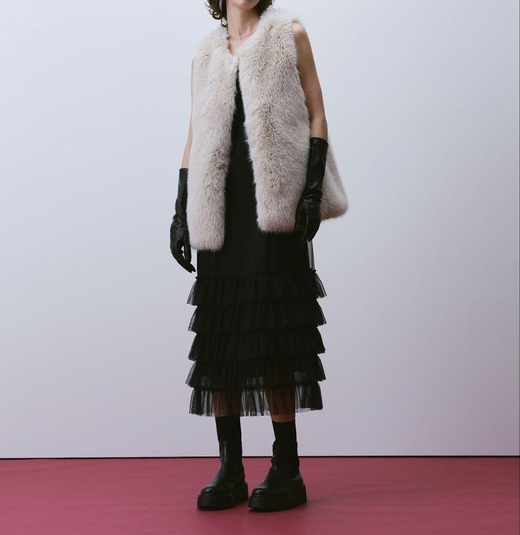 allureville アルアバイル フェイクフォックスジレ ベージュ サイズ2