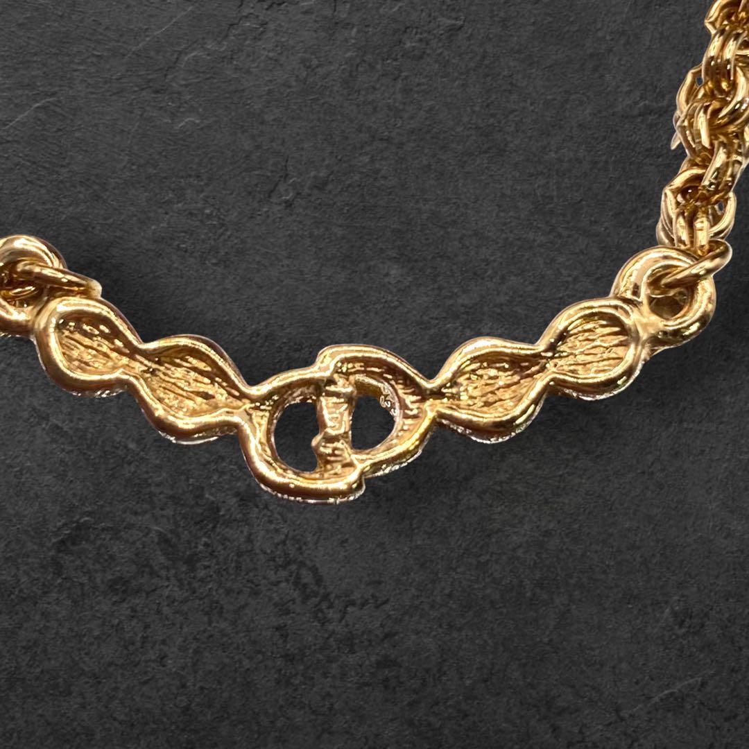 ヴィンテージ Dior CDロゴ ストーン ネックレス43cm 332