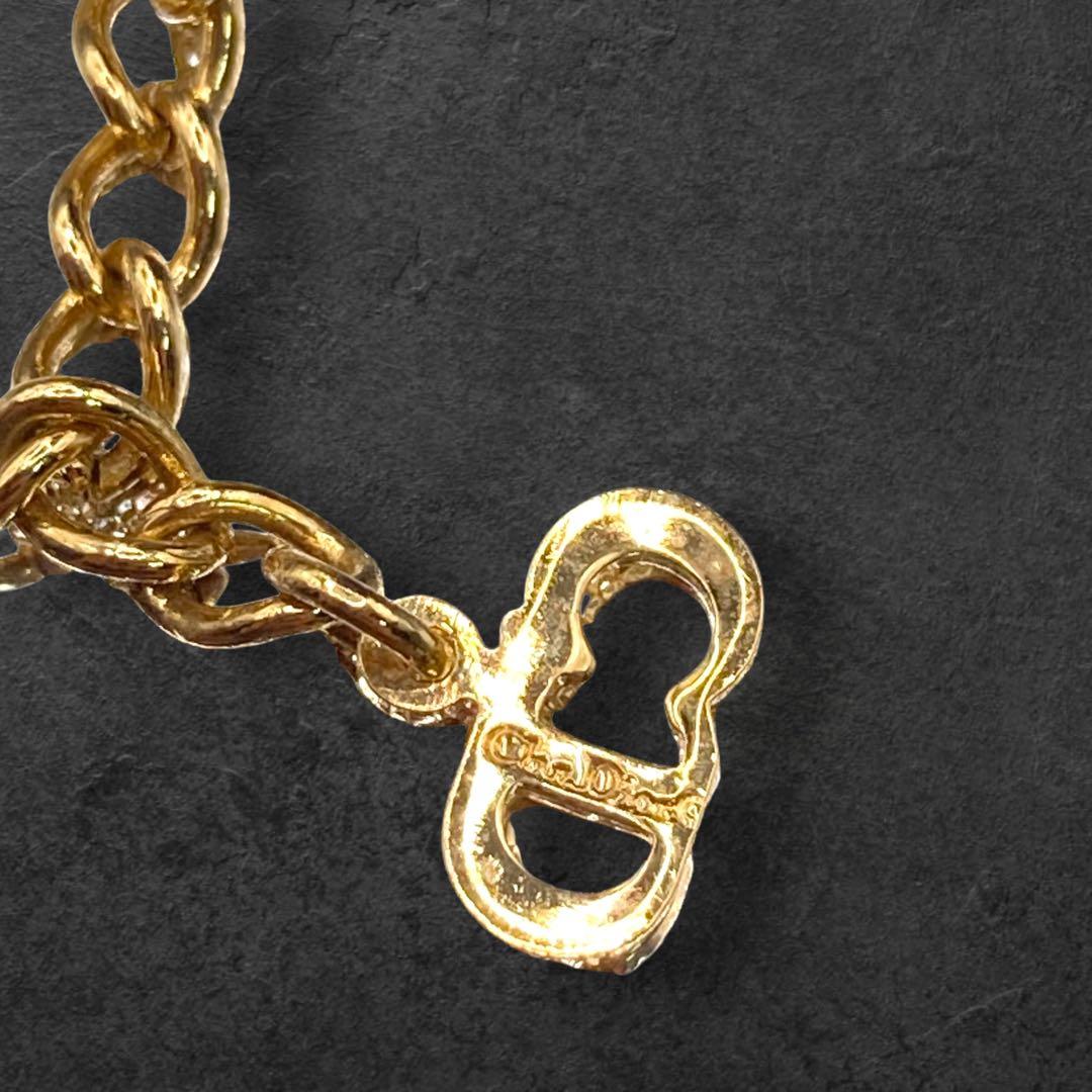 ヴィンテージ Dior CDロゴ ストーン ネックレス43cm 332