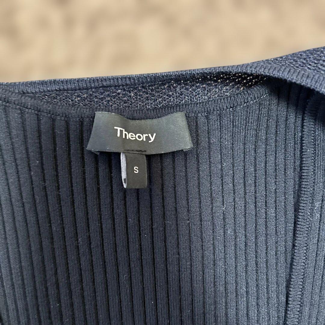 theoryダークネイビー パーティードレスとバルーンカーディガンセット