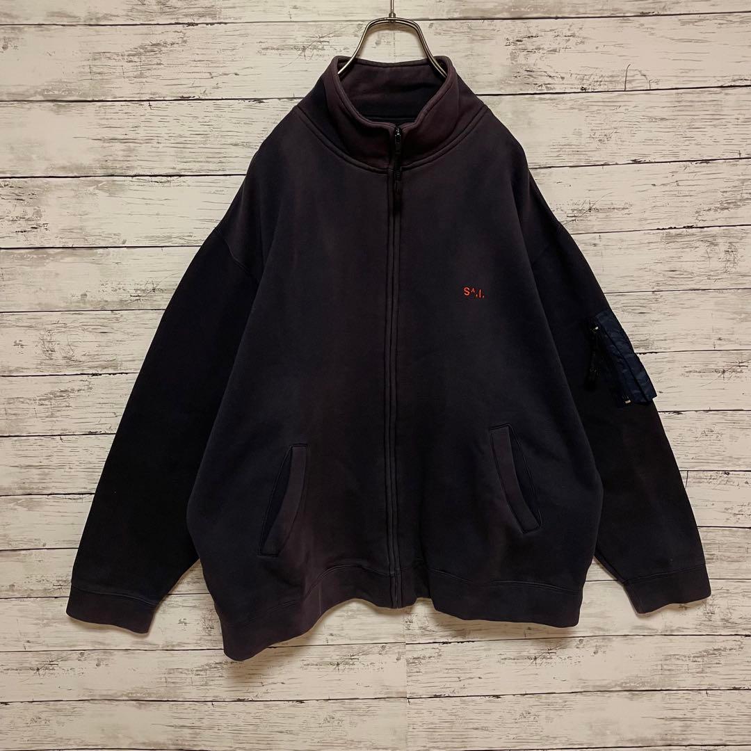 868【人気Lサイズ】ステューシー♤刺繍ロゴ90s 紺タグ　フルジップスウェット