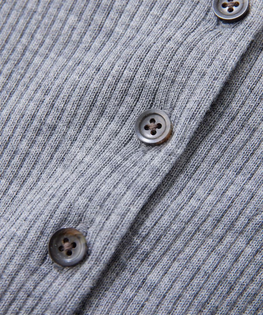 Whim Gazette(ウィム ガゼット) ポロカラーセーター　グレー