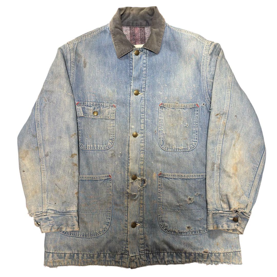 70s Sears Work デニムカバーオール　ヴィンテージ　フェード　古着