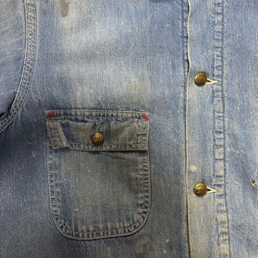 70s Sears Work デニムカバーオール　ヴィンテージ　フェード　古着