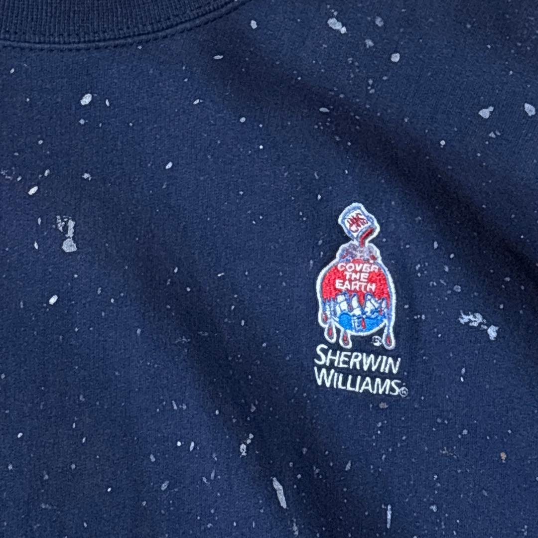 ペンキ フェード スウェット ネイビー XL 紺 古着　ペイント　ボロ　ワーク